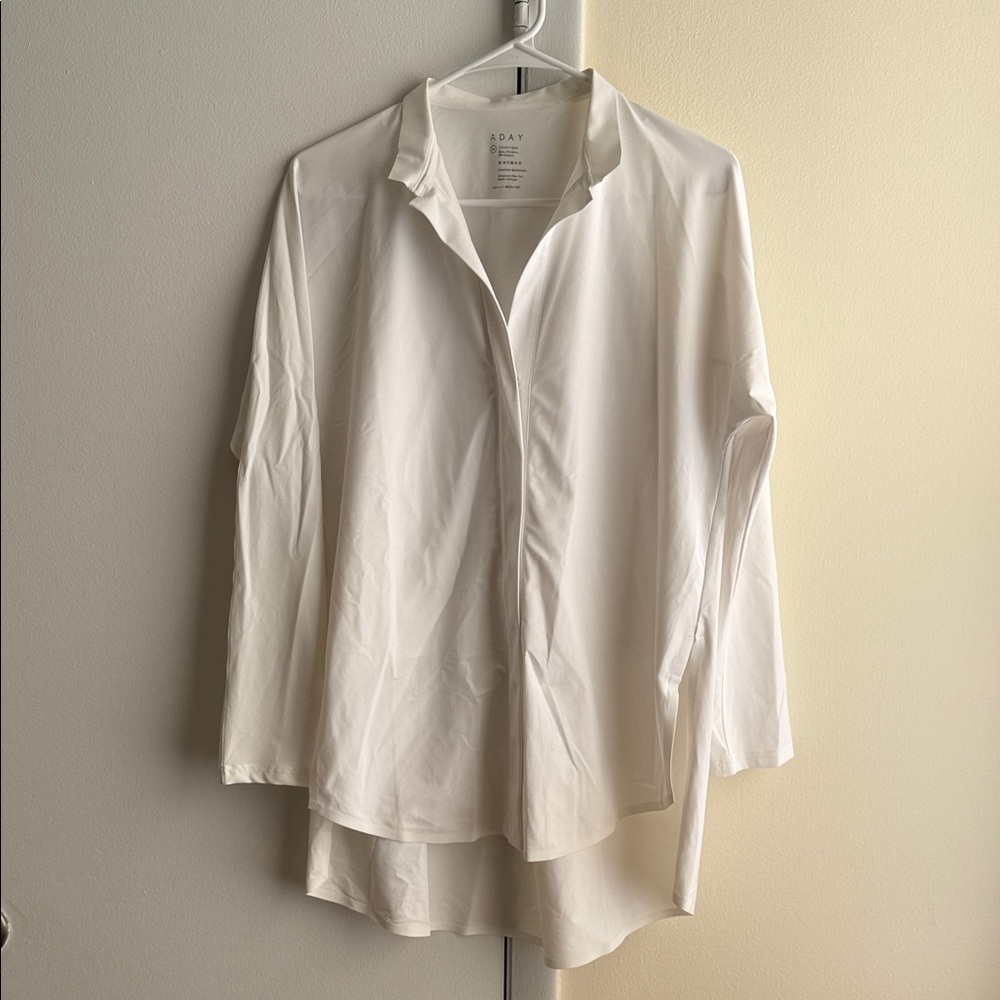Aday Something Borrowed White Button Up Boyfriend… - image 4